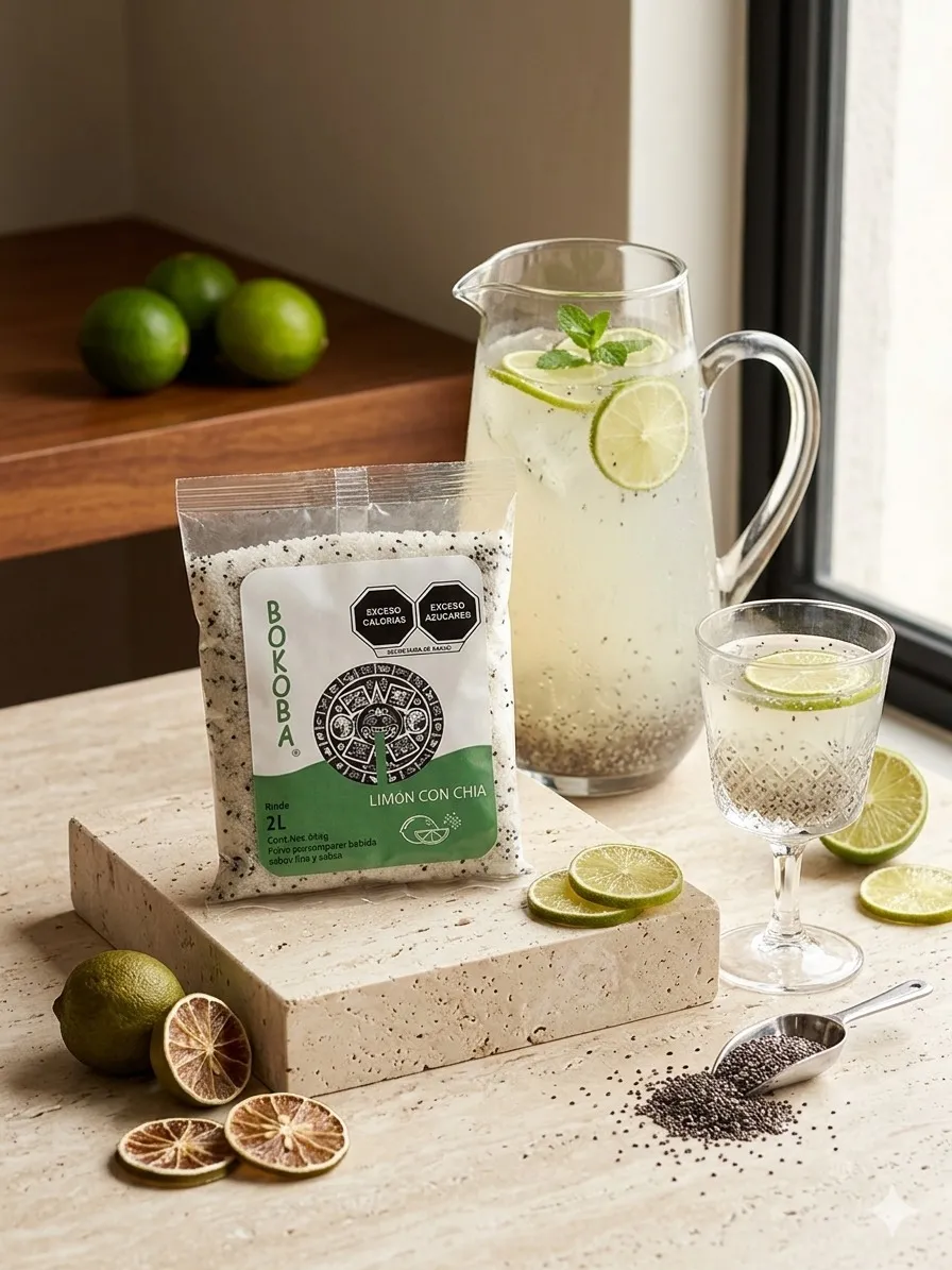 Caja de polvo natural para preparar agua de Limón con chia