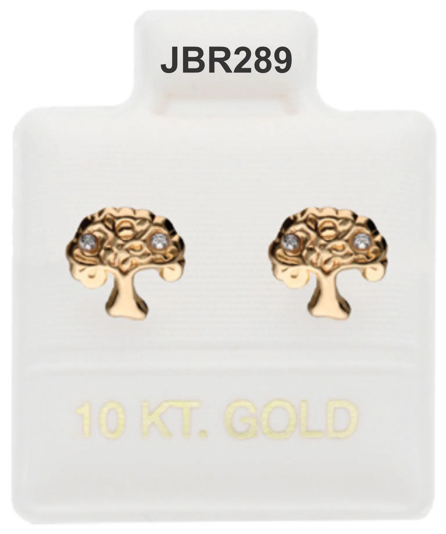 Broquel modelo Árbol de la vida con piedra JBR289 en Oro de 10k