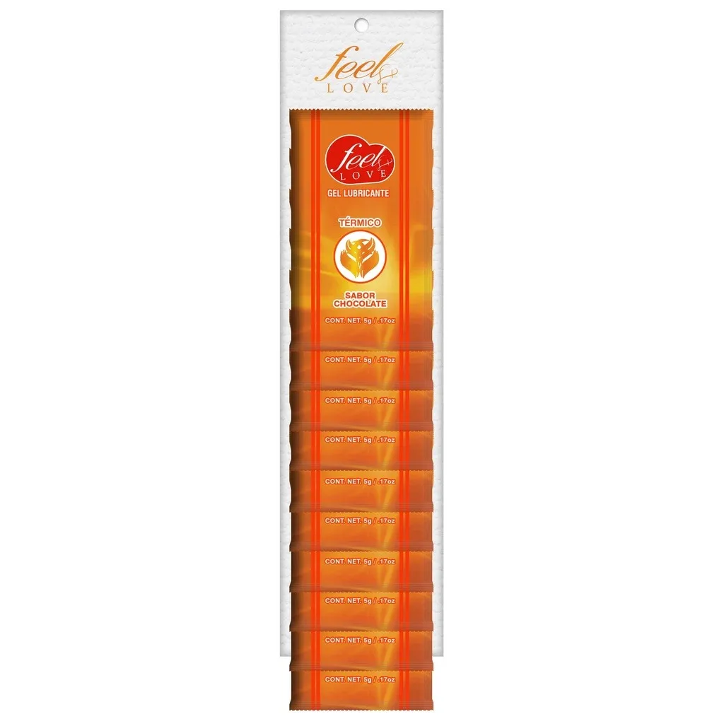 Lubricante en sobres, térmico 5ml, tira con 10 sobres sabor chocolate