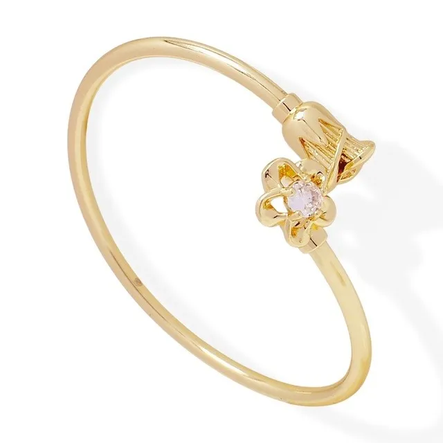 Brazalete Flores Zirconia Oro Lam.