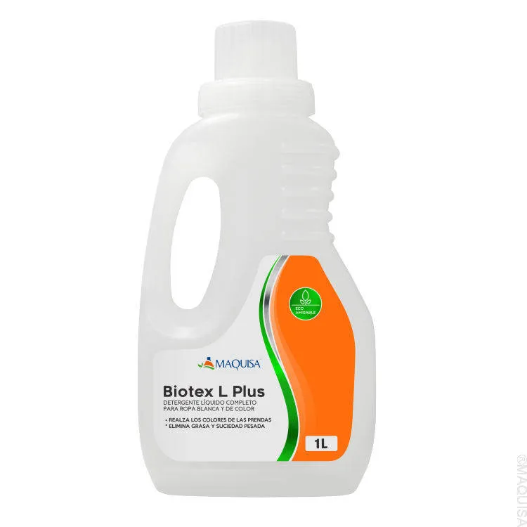 Biotex L plus, Detergente líquido completo para ropa blanca y de color.